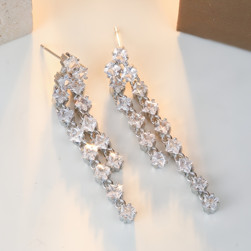 Shiny Cut Synthetic Zirconia Pendant Earrings